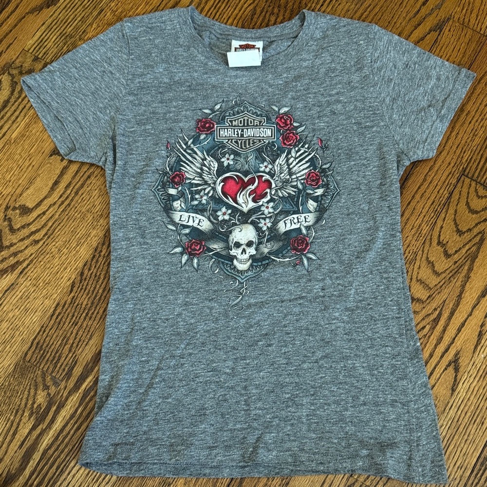 Y2K Harley-Davidson Skull Graphic Tee SZ M